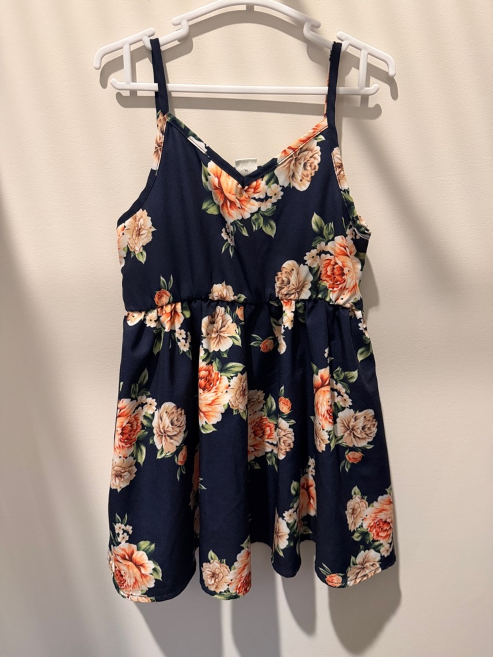 Navy Floral Spaghetti Strap Sundress - Peach & Cream Blooms